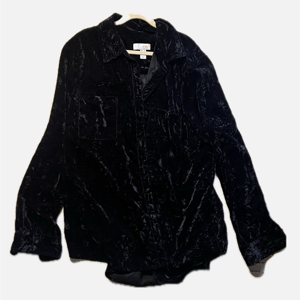 Black Velvet Button-Up Shirt